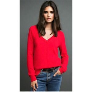 Talbots Sweater Womens Size Small V-Neck Long Raglan Sleeve Split Side Coral NWT